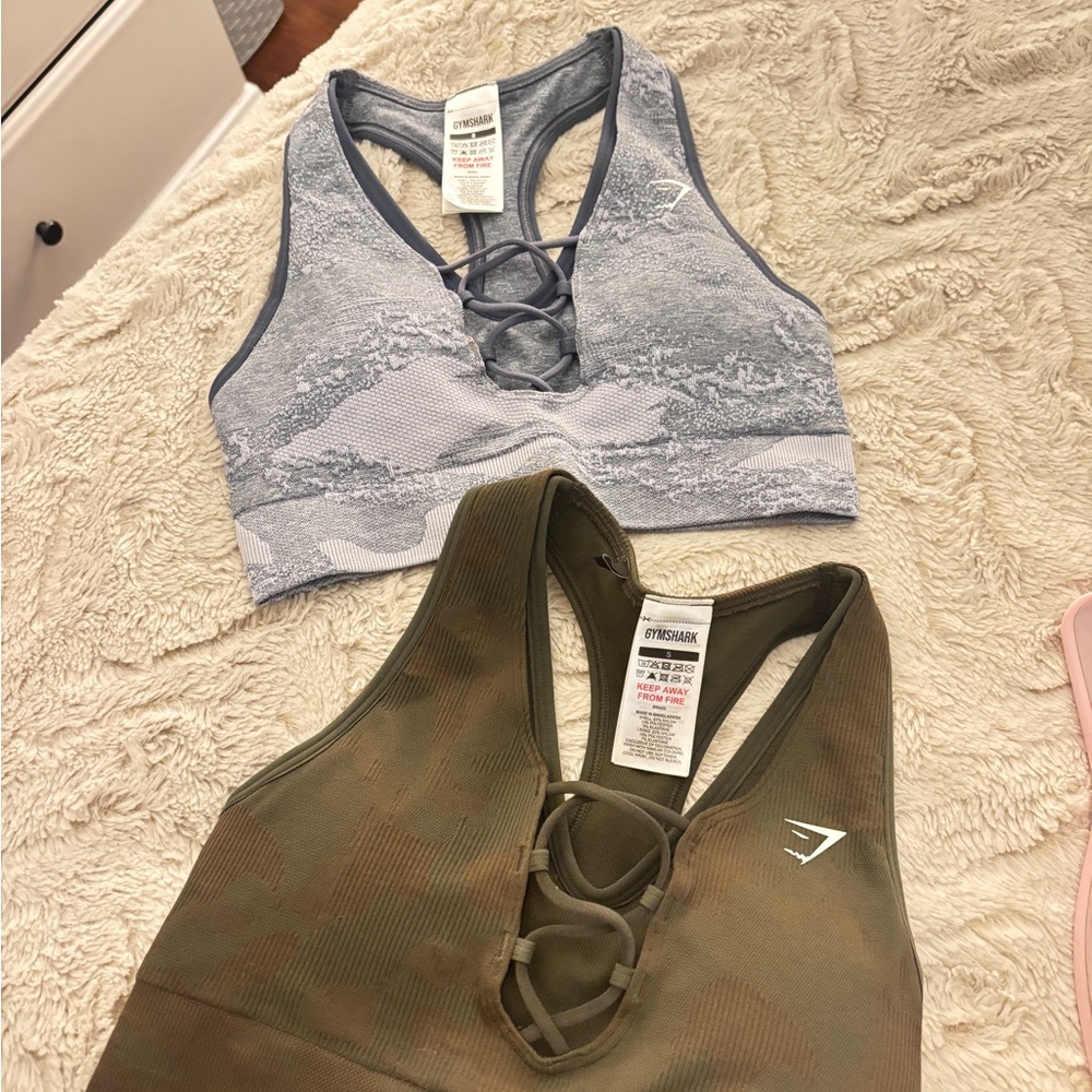 Gymshark Sports Bra Duo - Blue and Olive